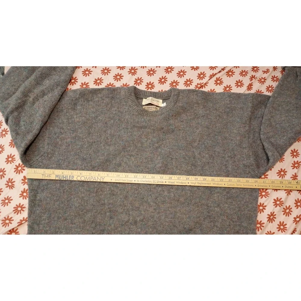 McGeorge of Dumfries Scotland Blue Grey Wool Crewneck Sweater Mens XL Vintage